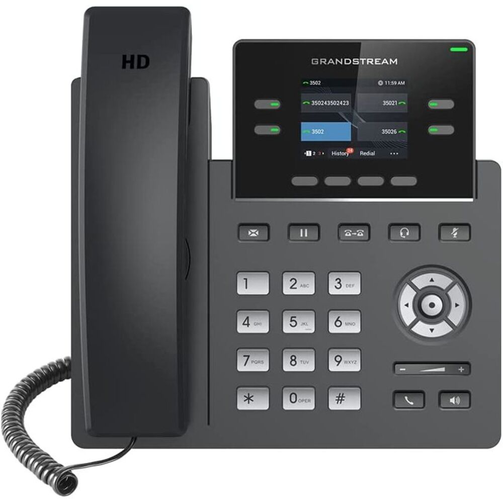 Grandstream GRP2612W Carrier-Grade IP Phone, WiFi, PoE & 3-Way Call - Black